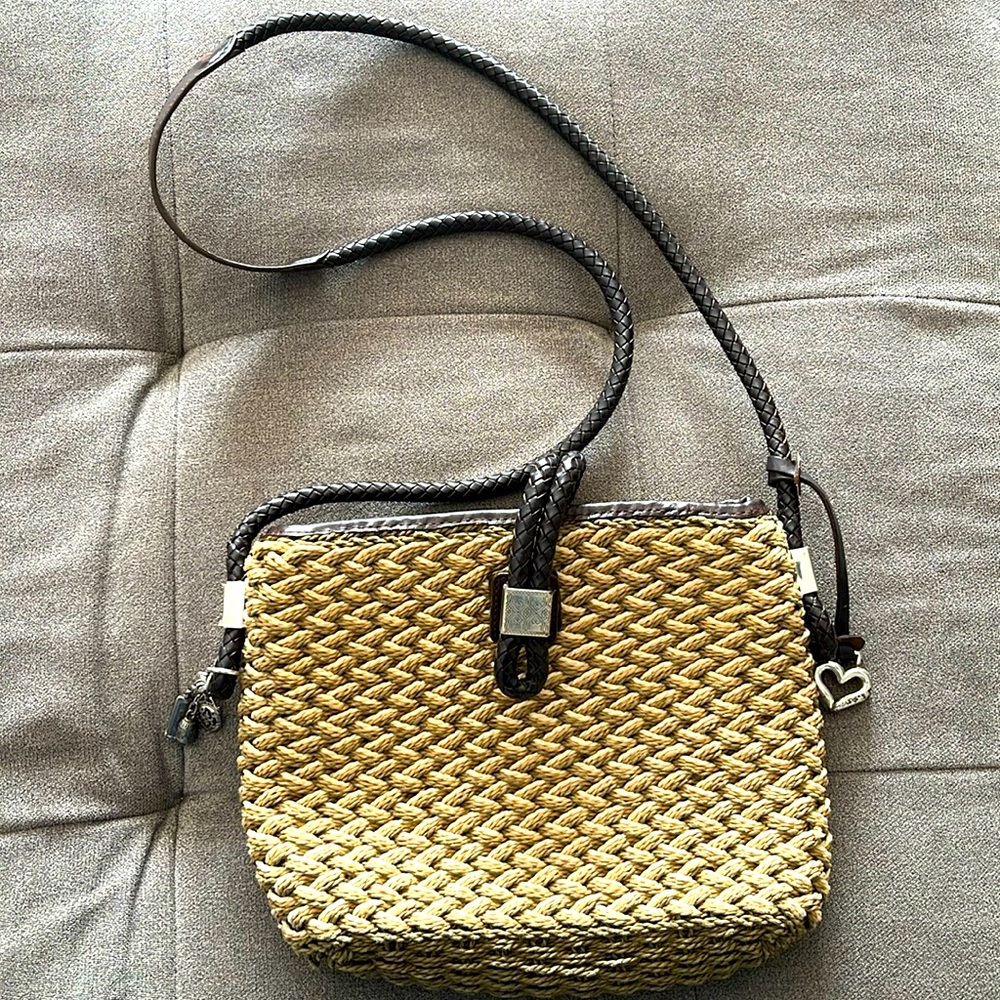 Brighton‎ Woven Textile Braided Shoulder Purse With Leather Trim